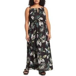 CITY Chic Maxi Tassel Samui Tropical Print Tie Strap Maxi Dress Size 14 New NWT